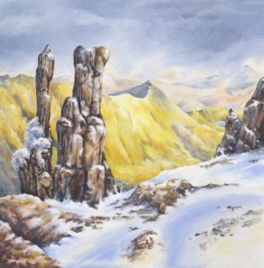 Image of Crib Goch from Snowdon painting